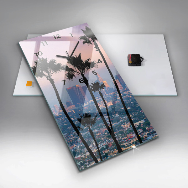 Modern vertical wall clock Los Angeles Sunset