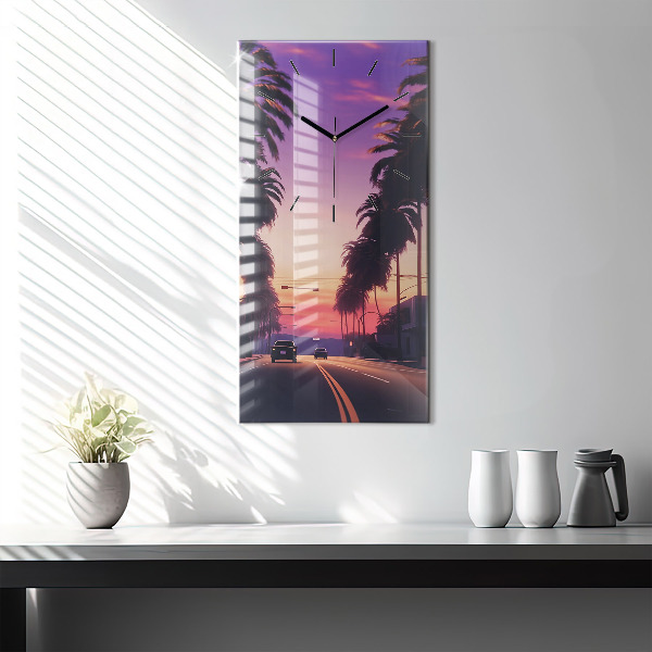 Modern vertical wall clock Sunset in LA