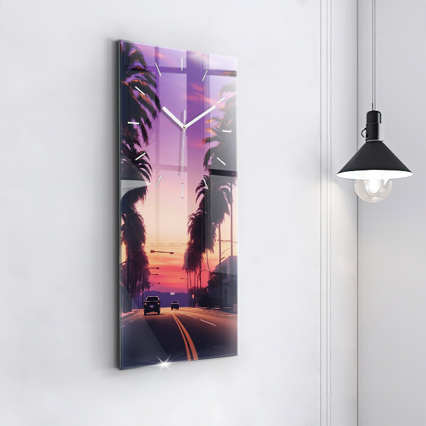 Modern vertical wall clock Sunset in LA