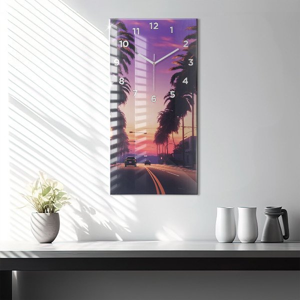 Modern vertical wall clock Sunset in LA