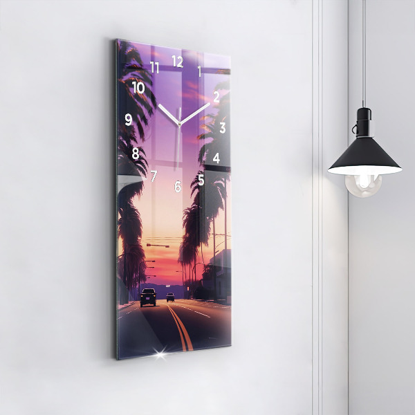 Modern vertical wall clock Sunset in LA
