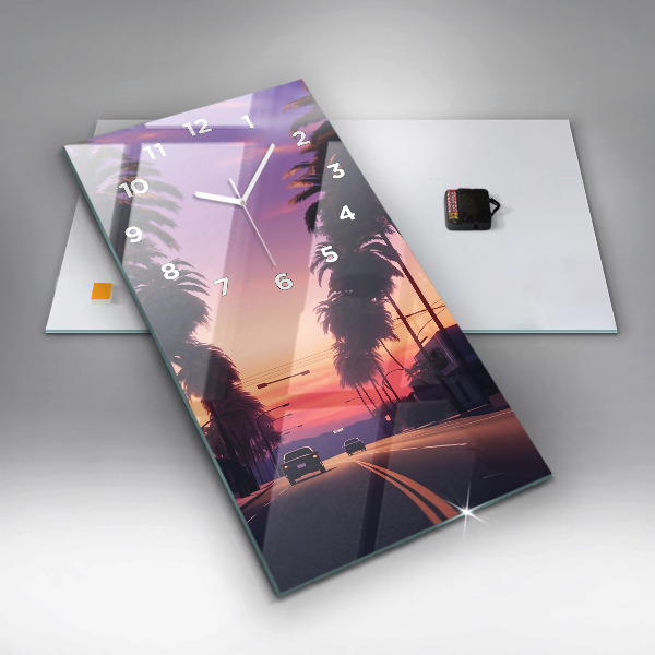 Modern vertical wall clock Sunset in LA