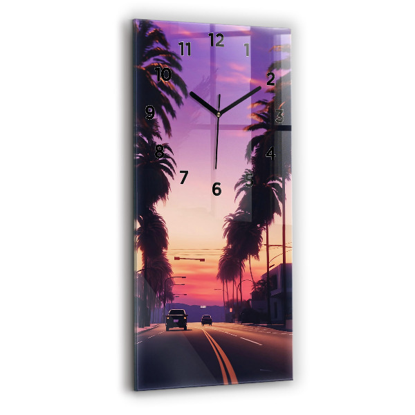 Modern vertical wall clock Sunset in LA