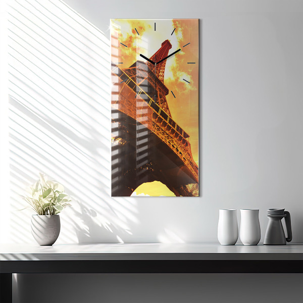 Modern vertical wall clock The Eiffel Tower in Paris