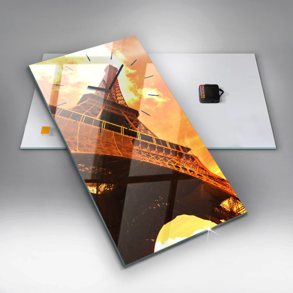 Modern vertical wall clock The Eiffel Tower in Paris