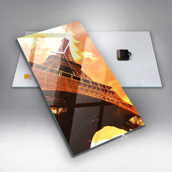 Modern vertical wall clock The Eiffel Tower in Paris