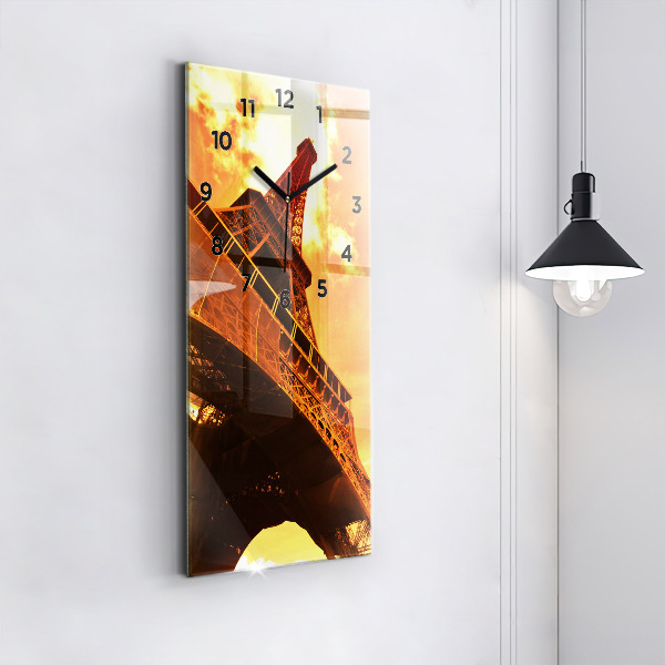 Modern vertical wall clock The Eiffel Tower in Paris