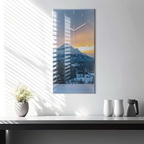 Modern vertical wall clock Mountain landscape