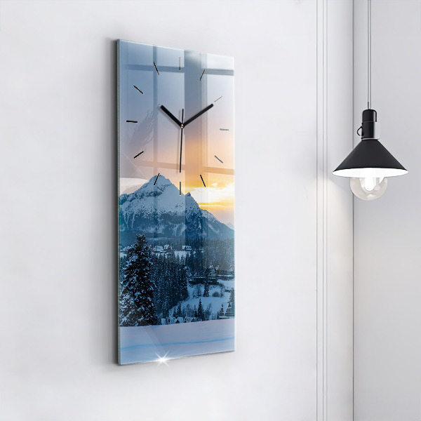 Modern vertical wall clock Mountain landscape