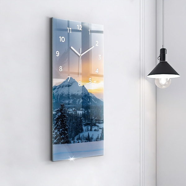 Modern vertical wall clock Mountain landscape