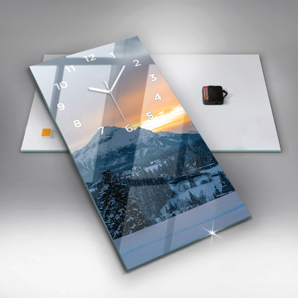 Modern vertical wall clock Mountain landscape