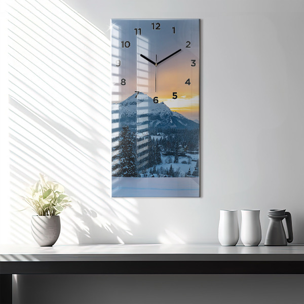 Modern vertical wall clock Mountain landscape