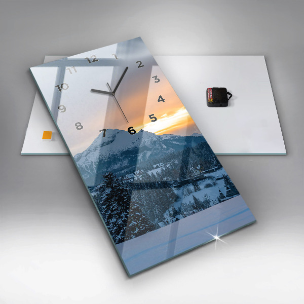 Modern vertical wall clock Mountain landscape