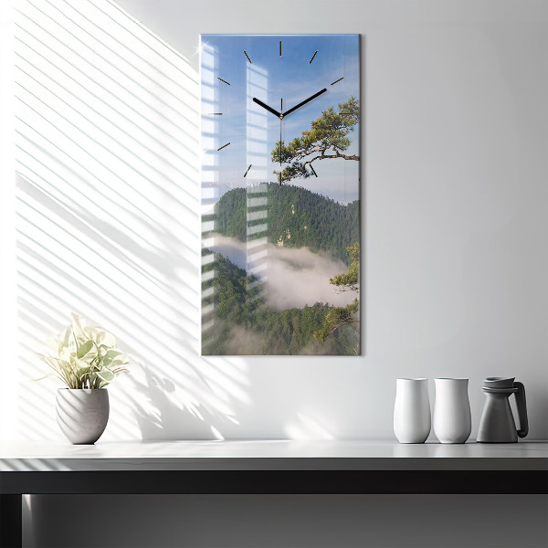 Modern vertical wall clock Sokolica Peak in the Pieniny Mountains