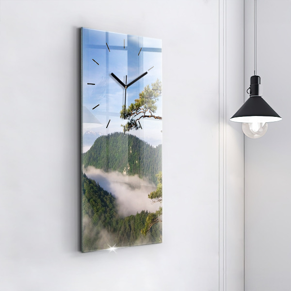 Modern vertical wall clock Sokolica Peak in the Pieniny Mountains