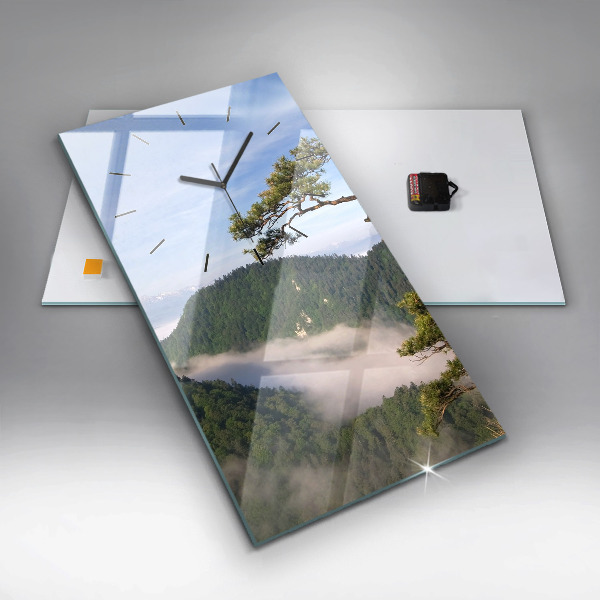 Modern vertical wall clock Sokolica Peak in the Pieniny Mountains
