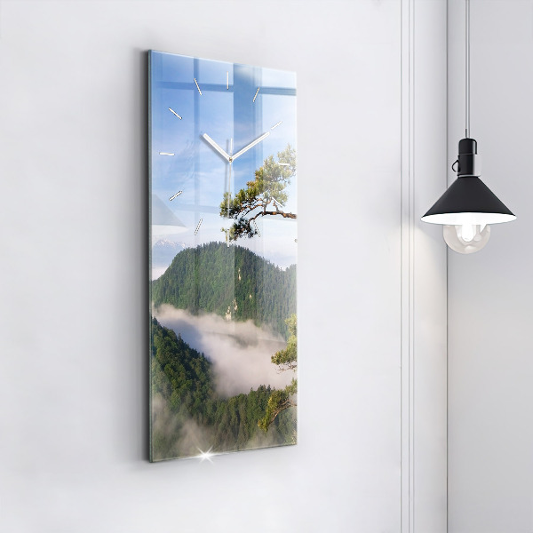 Modern vertical wall clock Sokolica Peak in the Pieniny Mountains
