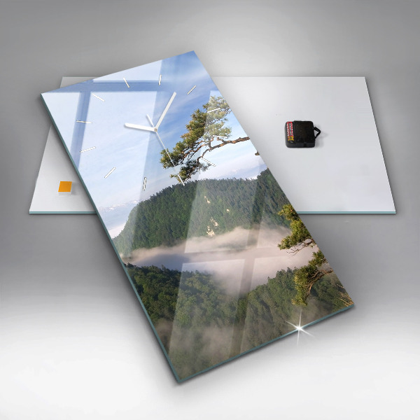 Modern vertical wall clock Sokolica Peak in the Pieniny Mountains
