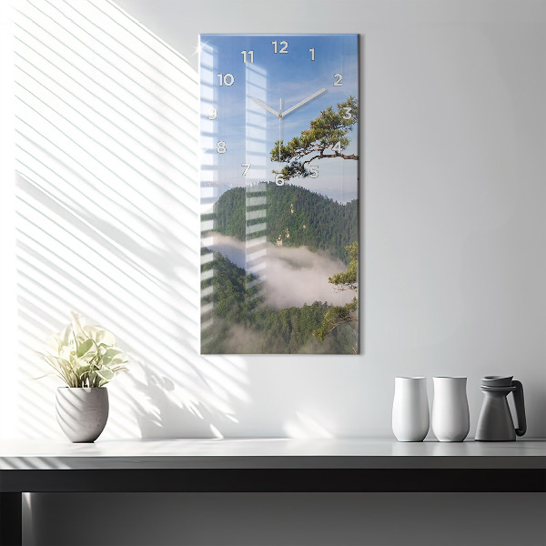 Modern vertical wall clock Sokolica Peak in the Pieniny Mountains