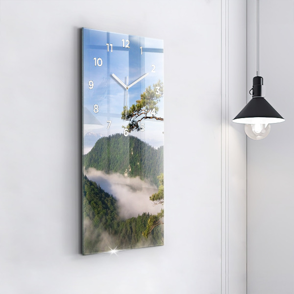 Modern vertical wall clock Sokolica Peak in the Pieniny Mountains
