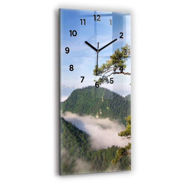 Modern vertical wall clock Sokolica Peak in the Pieniny Mountains