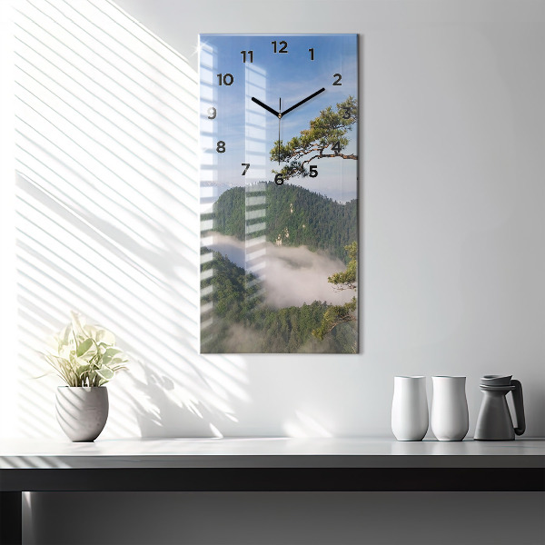 Modern vertical wall clock Sokolica Peak in the Pieniny Mountains