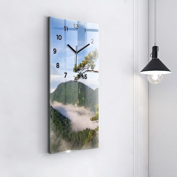 Modern vertical wall clock Sokolica Peak in the Pieniny Mountains