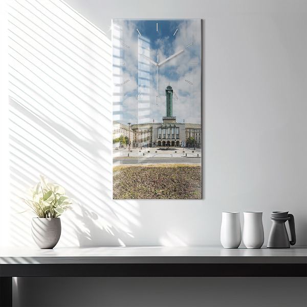 Modern vertical wall clock Panorama of the city of Ostrava