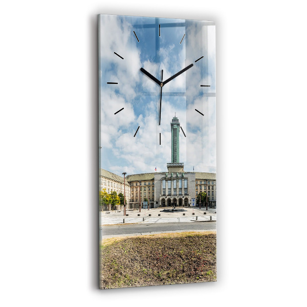 Modern vertical wall clock Panorama of the city of Ostrava