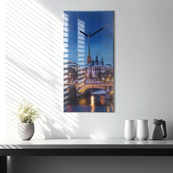 Modern vertical wall clock Panorama of the city of Pilsen