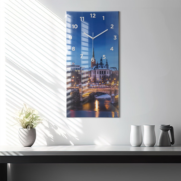 Modern vertical wall clock Panorama of the city of Pilsen