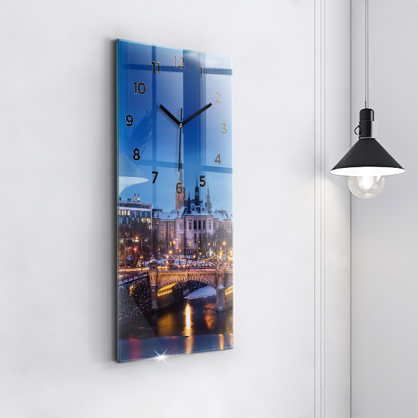 Modern vertical wall clock Panorama of the city of Pilsen