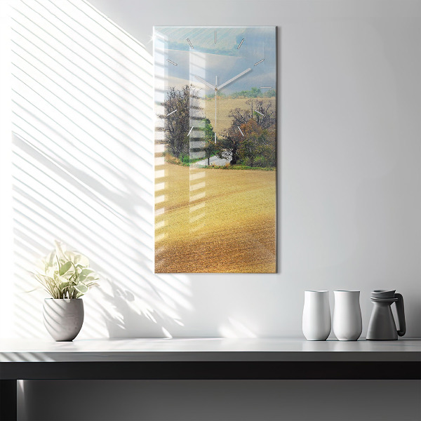 Modern vertical wall clock Moravia Rural Landscape