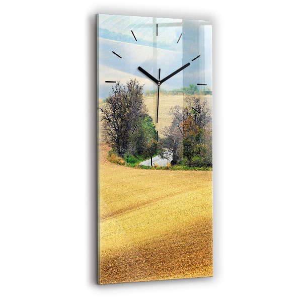 Modern vertical wall clock Moravia Rural Landscape