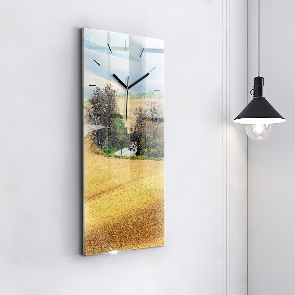 Modern vertical wall clock Moravia Rural Landscape