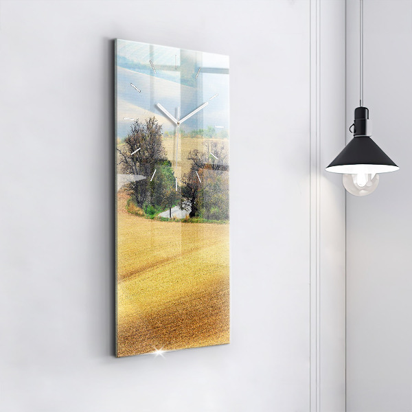 Modern vertical wall clock Moravia Rural Landscape