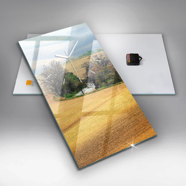 Modern vertical wall clock Moravia Rural Landscape