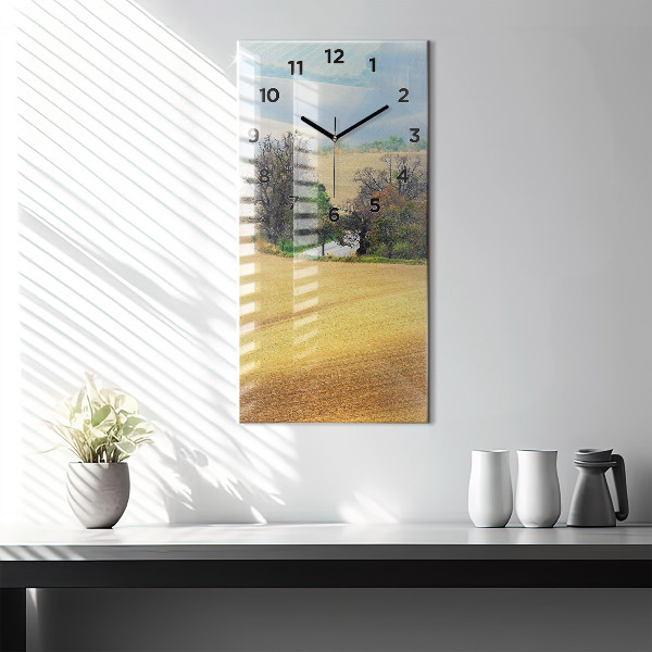 Modern vertical wall clock Moravia Rural Landscape