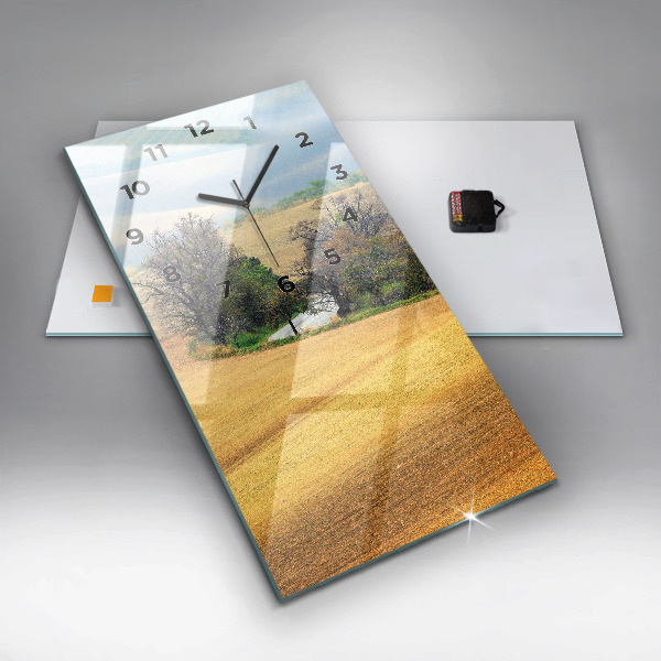 Modern vertical wall clock Moravia Rural Landscape