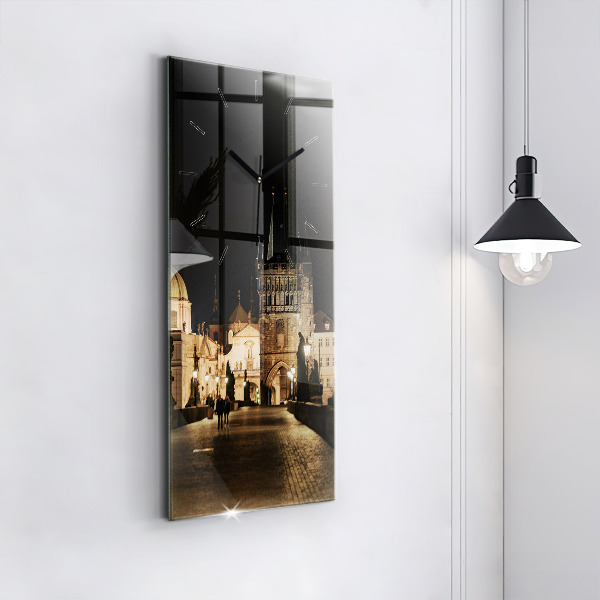Modern vertical wall clock Charles Bridge in Prague