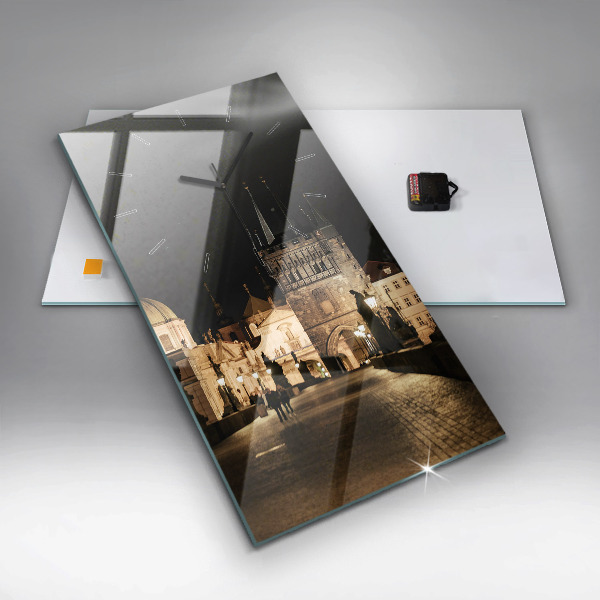 Modern vertical wall clock Charles Bridge in Prague