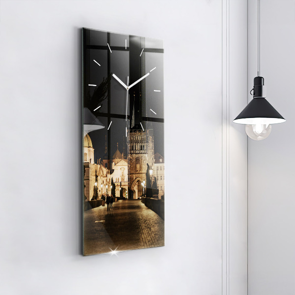 Modern vertical wall clock Charles Bridge in Prague