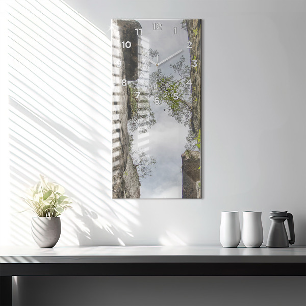 Modern vertical wall clock Rock city in the Czech Republic