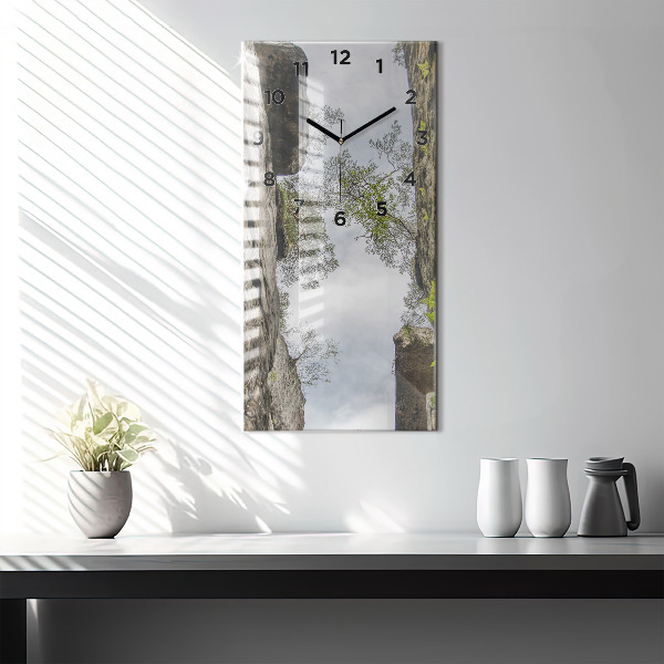 Modern vertical wall clock Rock city in the Czech Republic