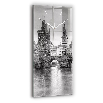 Modern vertical wall clock Charles Bridge in Prague