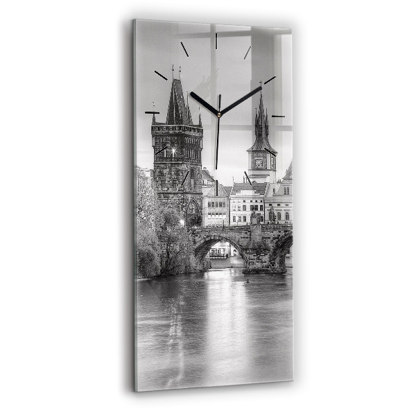 Modern vertical wall clock Charles Bridge in Prague