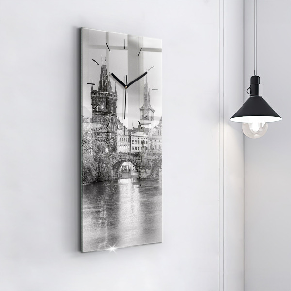 Modern vertical wall clock Charles Bridge in Prague