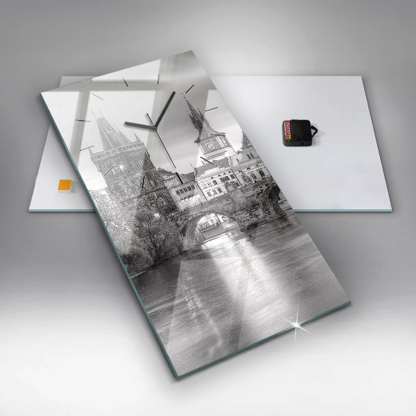 Modern vertical wall clock Charles Bridge in Prague
