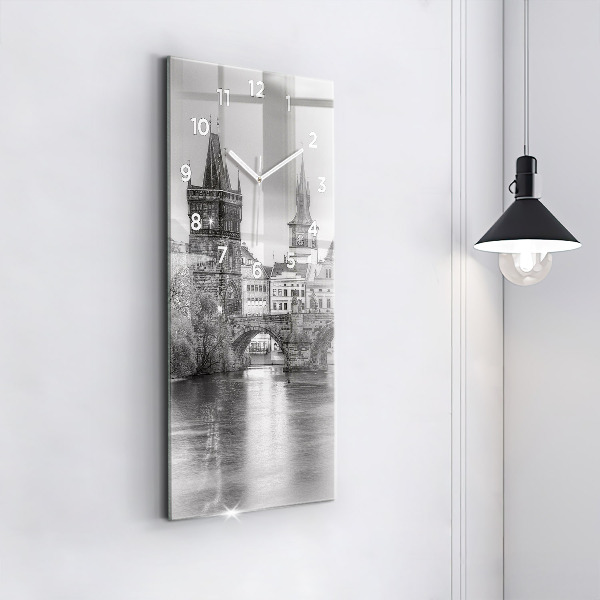 Modern vertical wall clock Charles Bridge in Prague