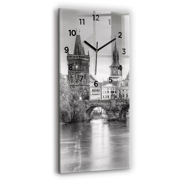 Modern vertical wall clock Charles Bridge in Prague